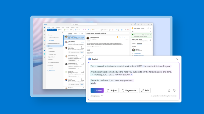 Copilot in Dynamics 365 Field Service supports exceptional frontline service